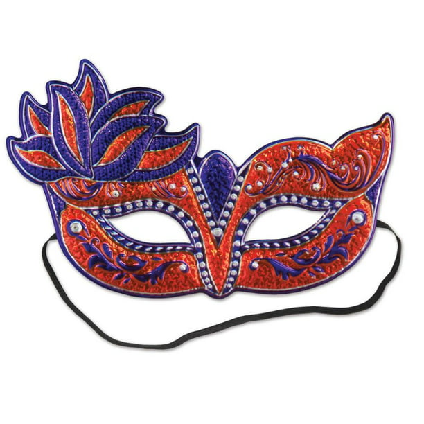 Novelty Red Masquerade Mask 12 Edible Stand Up wafer paper cake toppers